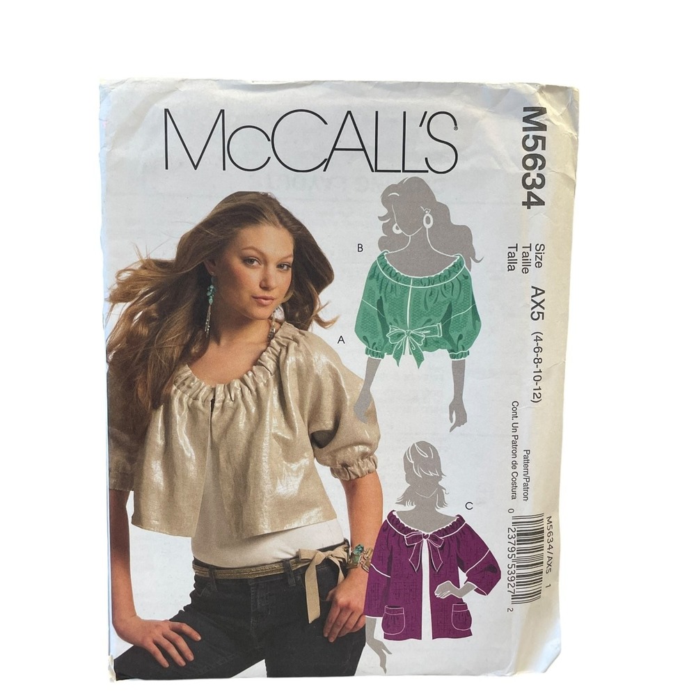 McCALL'S M5634 Misses Unlined Jacket Sewing Pattern Size 4-12 UNCUT FF